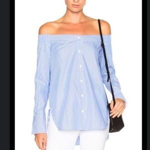 Rag & Bone Kacy Striped Off the Shoulder Blouse Size Small